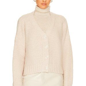 Lovers + Friends Revolve Lili Button Front Cardigan in Nude Beige Tan